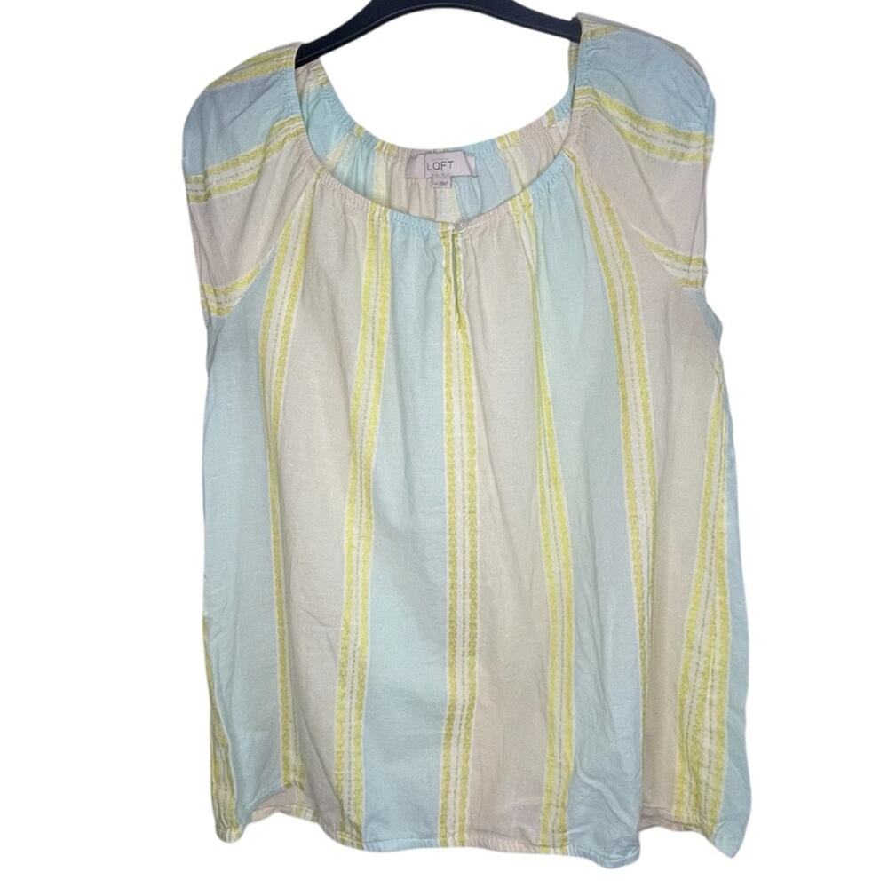 Ann Taylor Loft Women M Top Breathable Lightweight Vacation Stripped Cottagecore